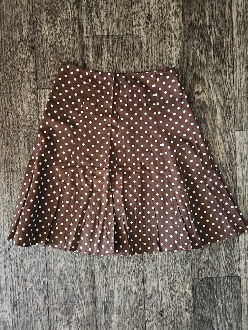Jones New York Brown Polka Dot Flared Cotton Midi Skirt Size 10